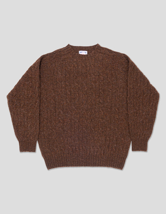 SHAGGY DOG CABLE SWEATER BROWN - CLASSIC FIT