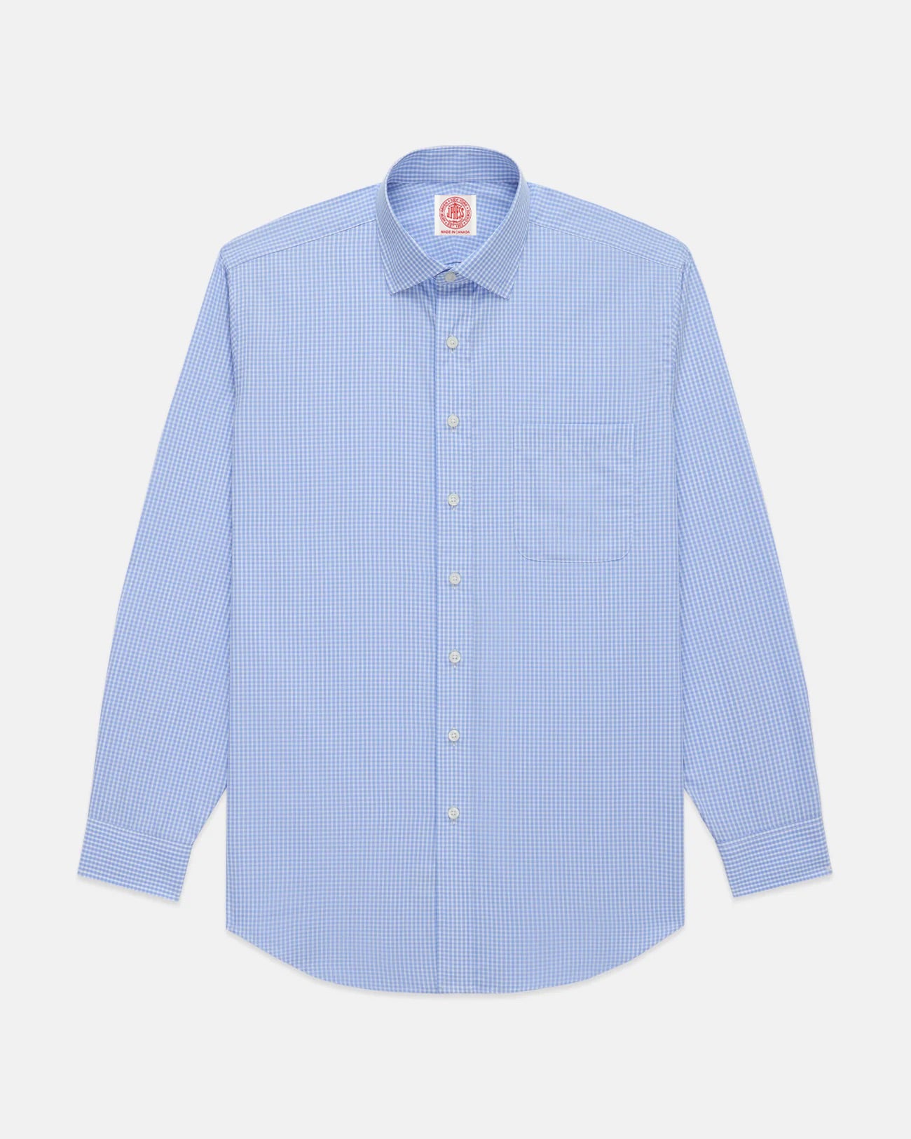Made-in-Canada Blue Gingham Spread Collar Dress Shirt - Classic Fit