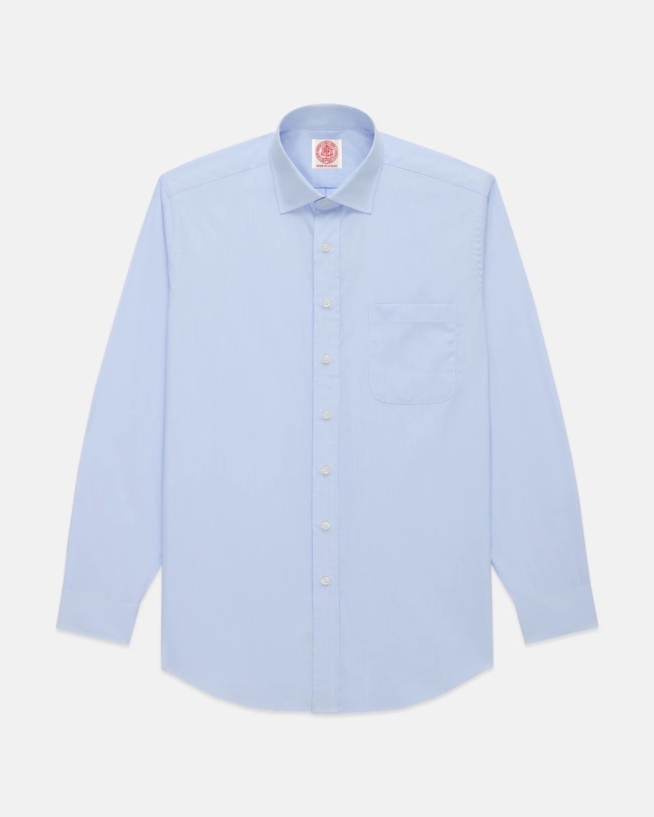 Made-in-Canada Light Blue Pinstripe Spread Collar Dress Shirt - Classic Fit