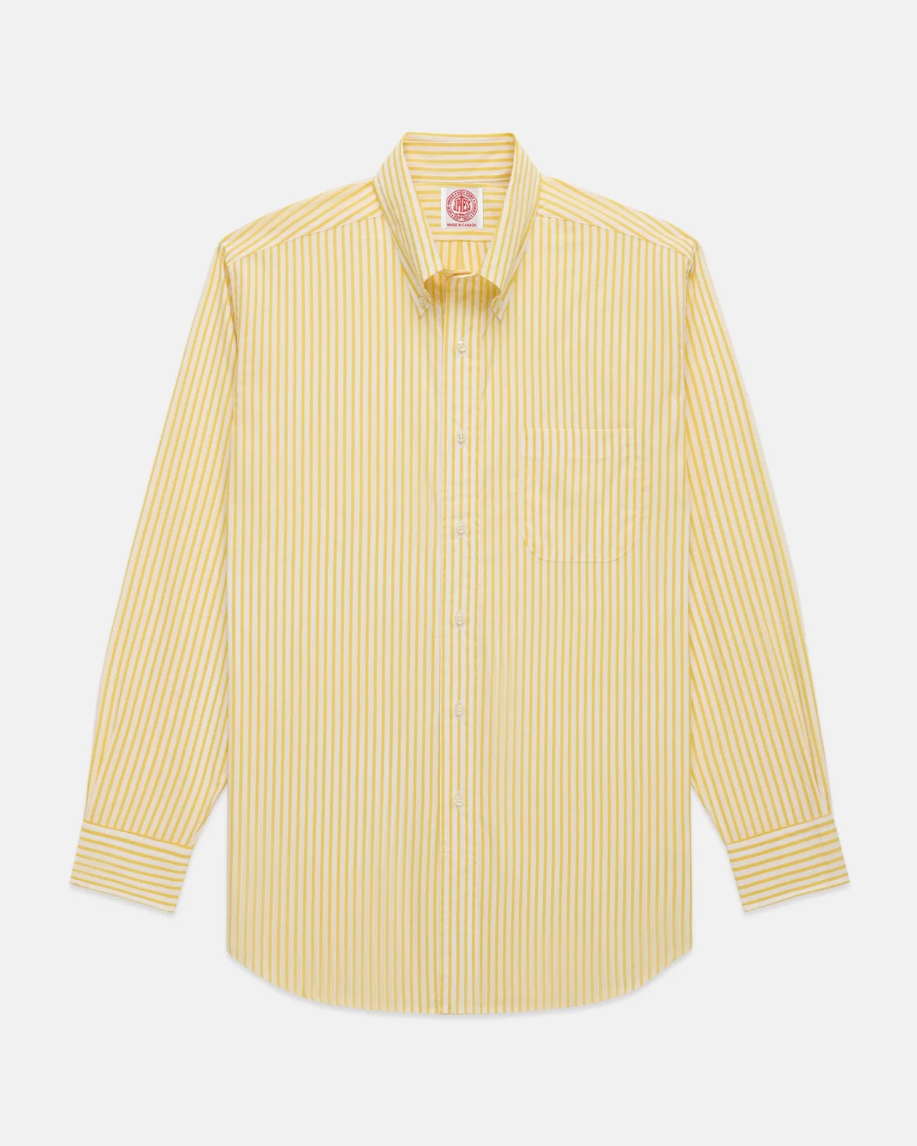 Made-in-Canada Yellow Butcher Stripe Broadcloth Button Down Shirt - Classic Fit