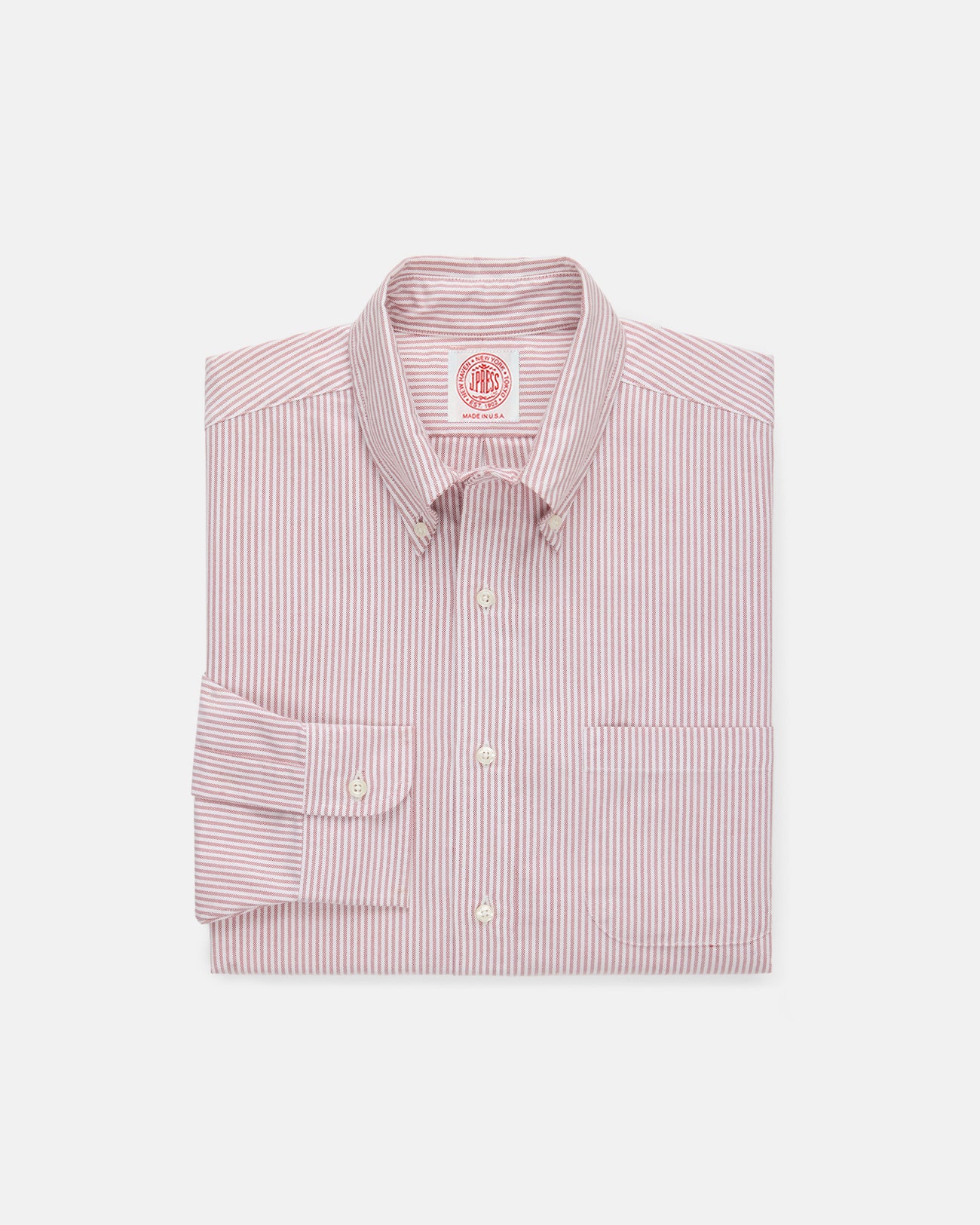 Red/White Stripe Oxford Dress Shirt | J.Press