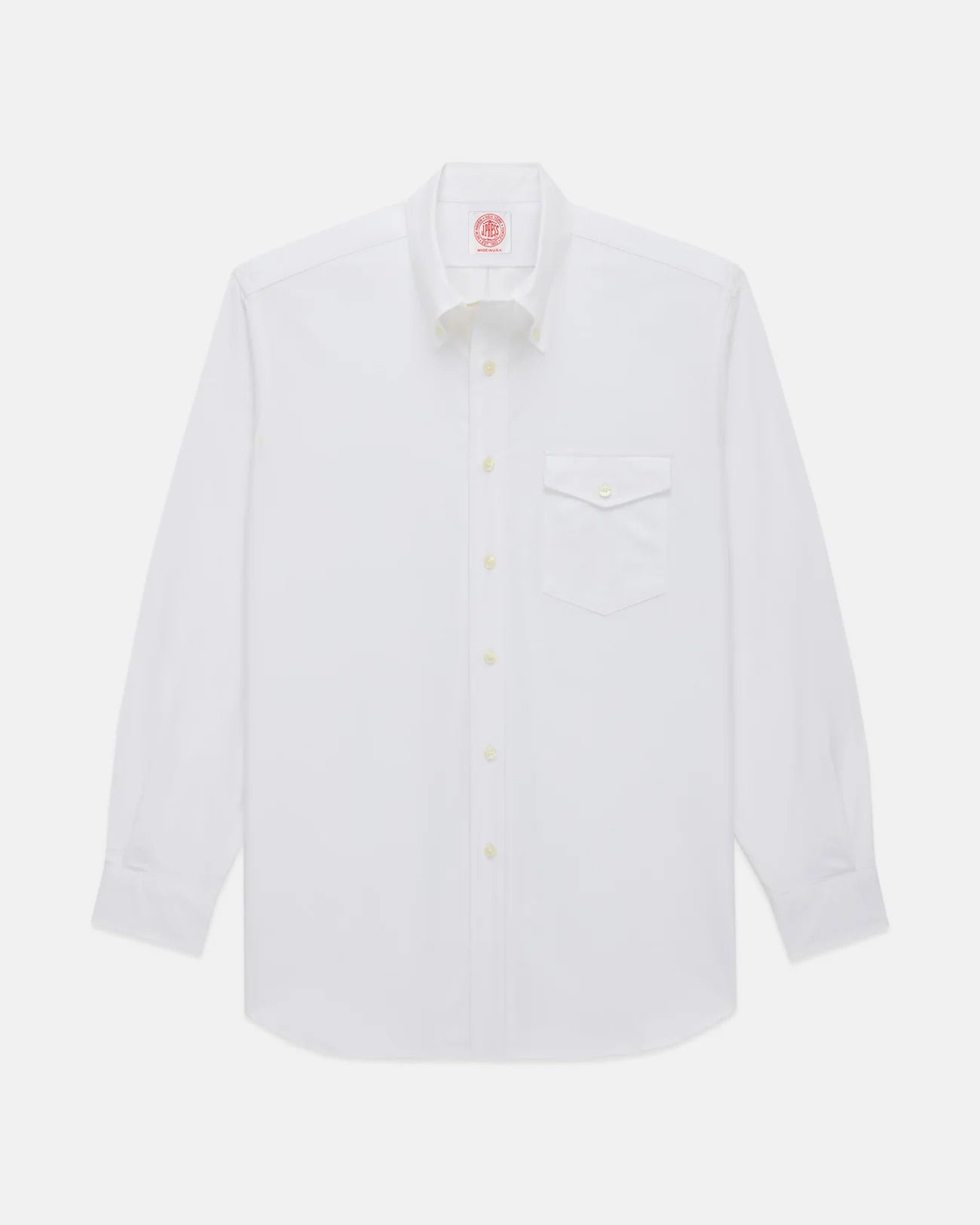 Made-in-USA Flap Pocket White Oxford Cloth Button Down Shirt - Classic Fit