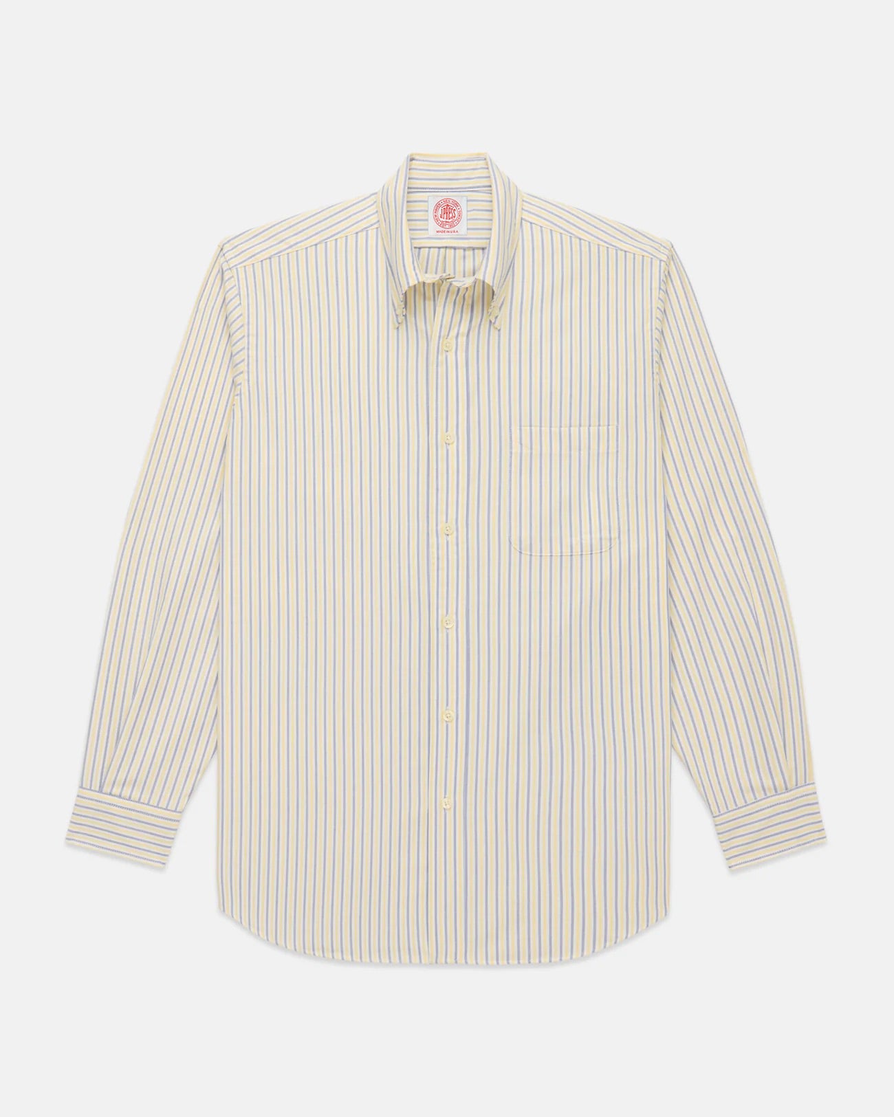 Made-in-USA Yellow & Blue Alternating Stripe Oxford Dress Shirt - Classic Fit