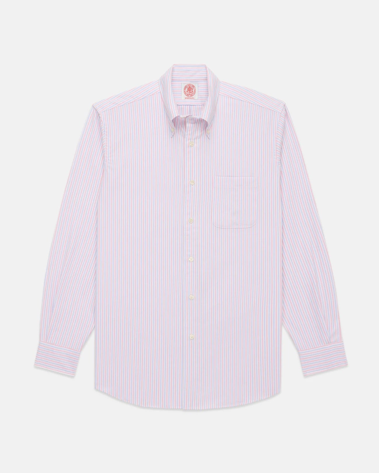 Made-in-USA Blue & Pink Alternating Stripe Oxford Dress Shirt - Classic Fit