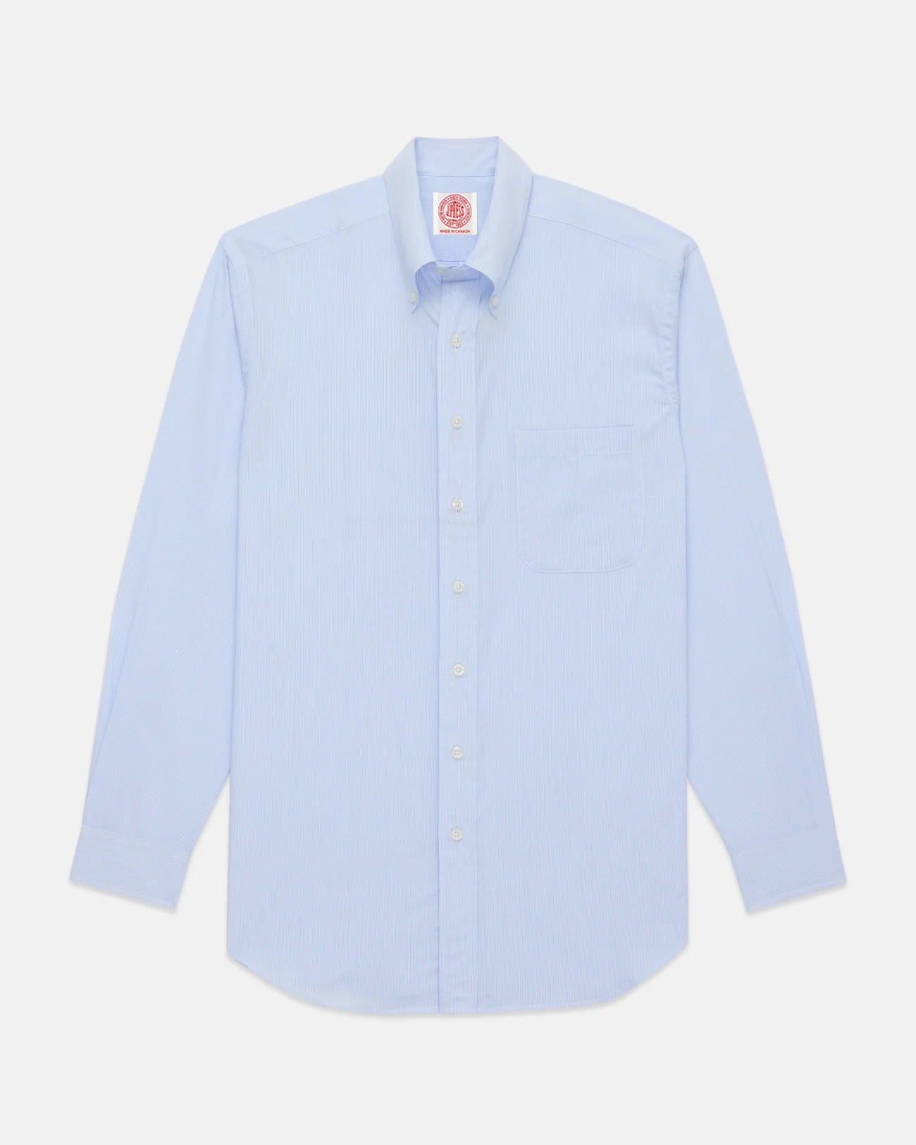 Made-in-Canada Navy Hairline Stripe Button Down Shirt - Classic Fit