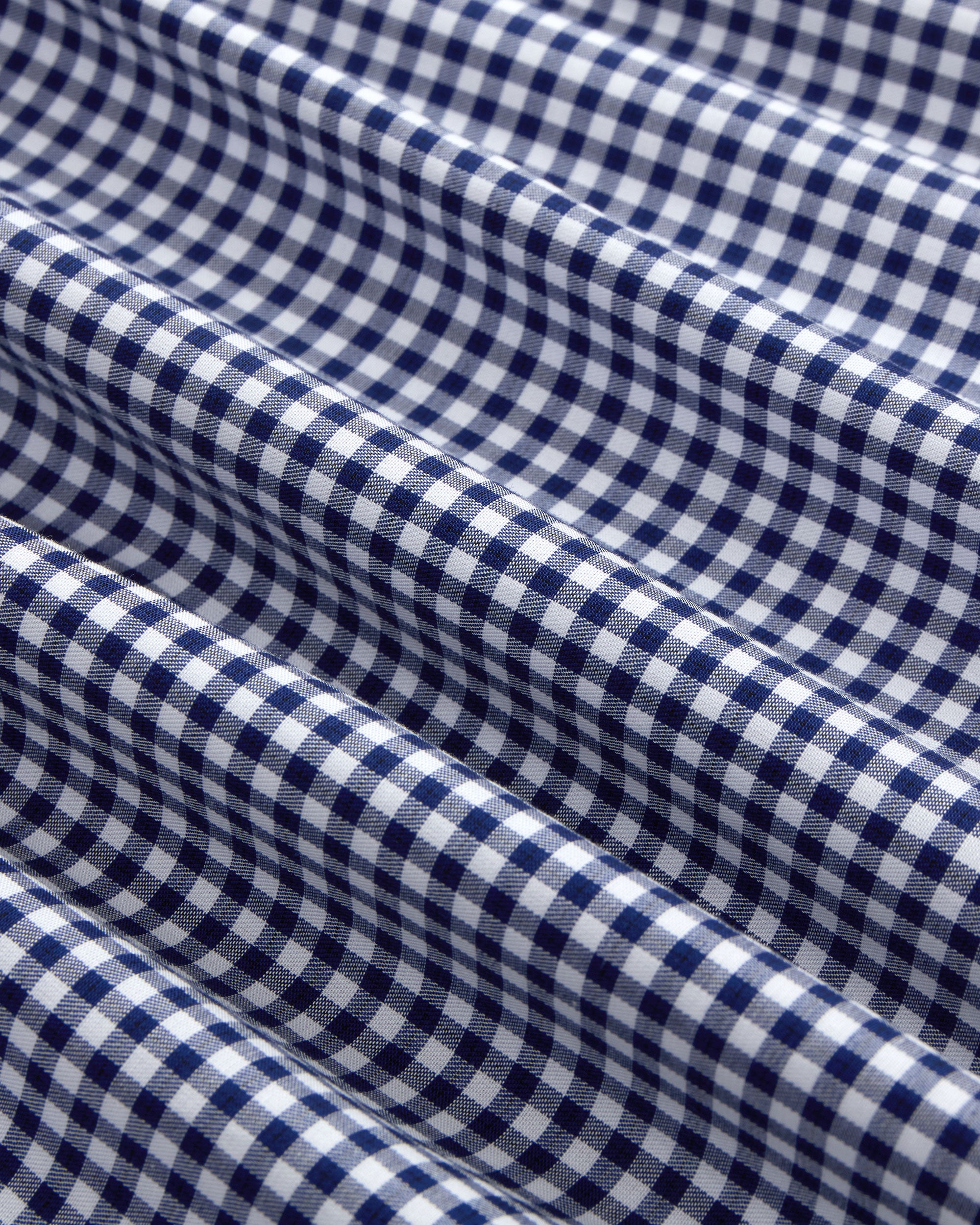 Navy Gingham Spread Collar Dress Shirt - Trim Fit