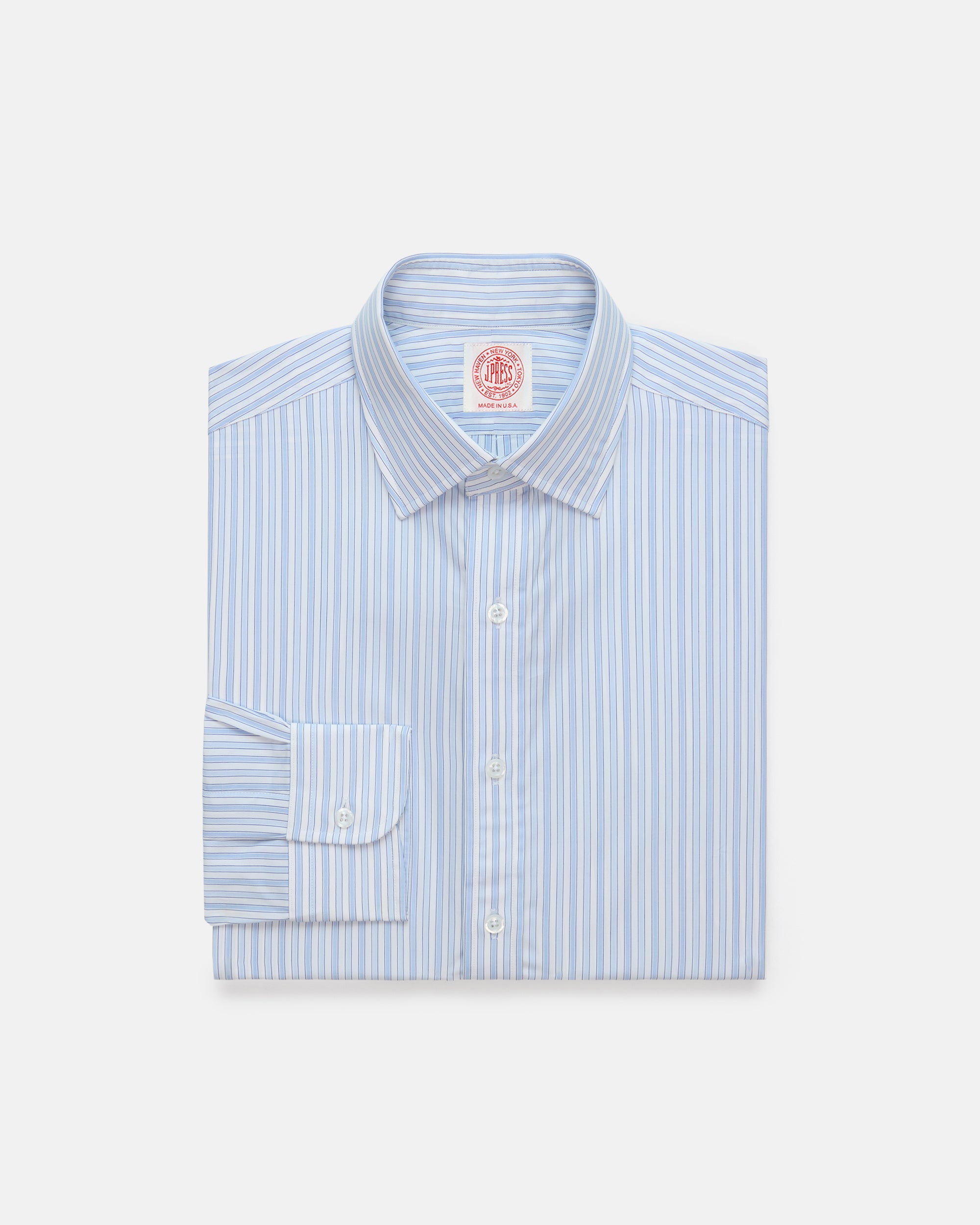 Thomas Mason Blue Shadow Stripe Poplin Dress Shirt - Regular Fit