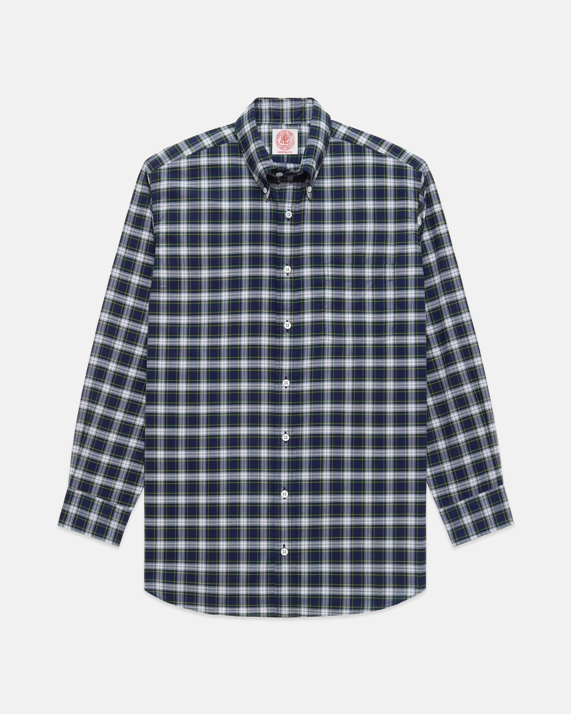 Made-in-USA Thomas Mason Dress Gordon Tartan Broadcloth Sport Shirt - Classic Fit