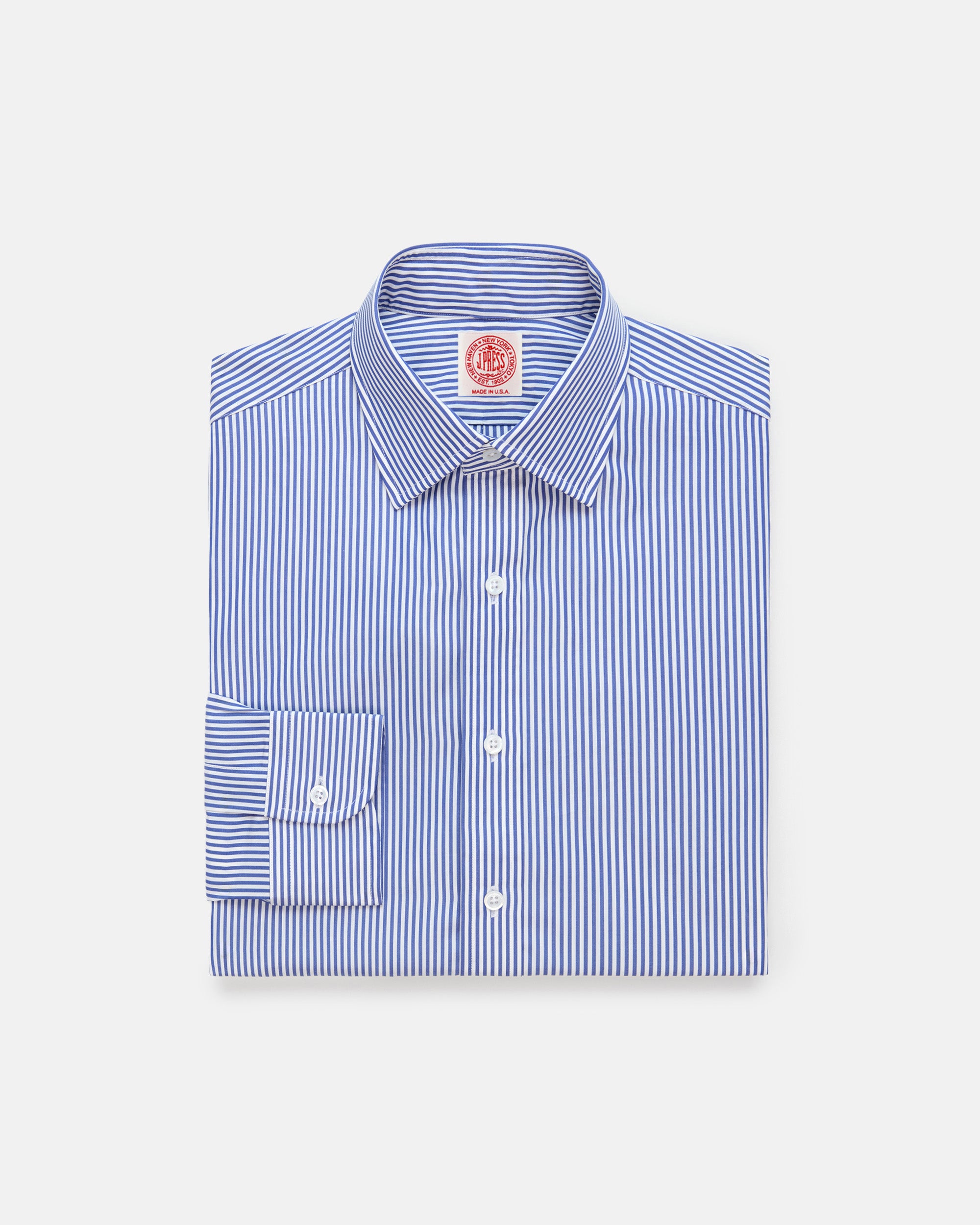 Thomas Mason Navy Bengal Stripe Spread Collar Dress Shirt