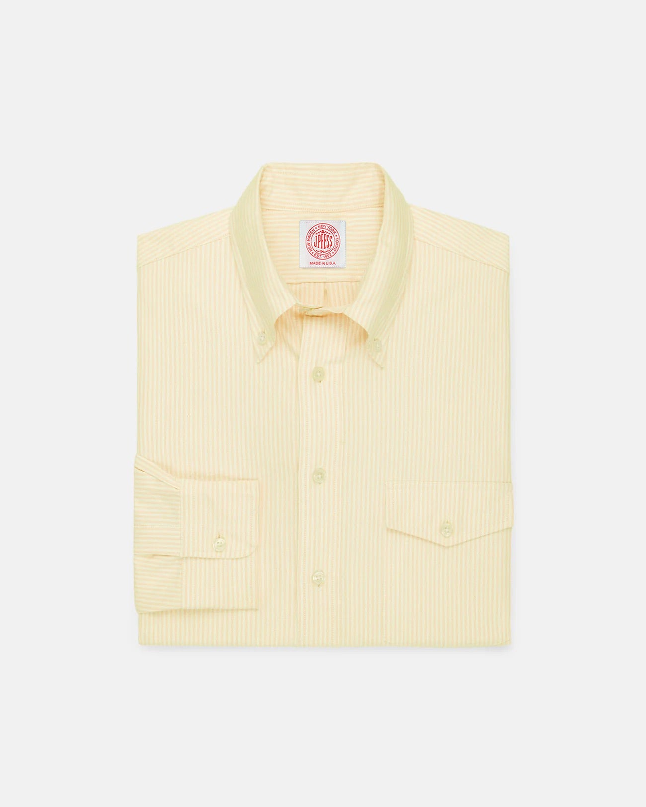 Made-in-USA Flap Pocket Yellow University Stripe Oxford Cloth Shirt - Classic Fit