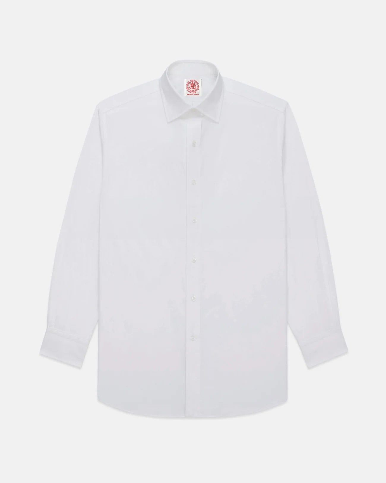Made-in-Canada Solid White Broadcloth Spread Collar Dress Shirt - Classic Fit