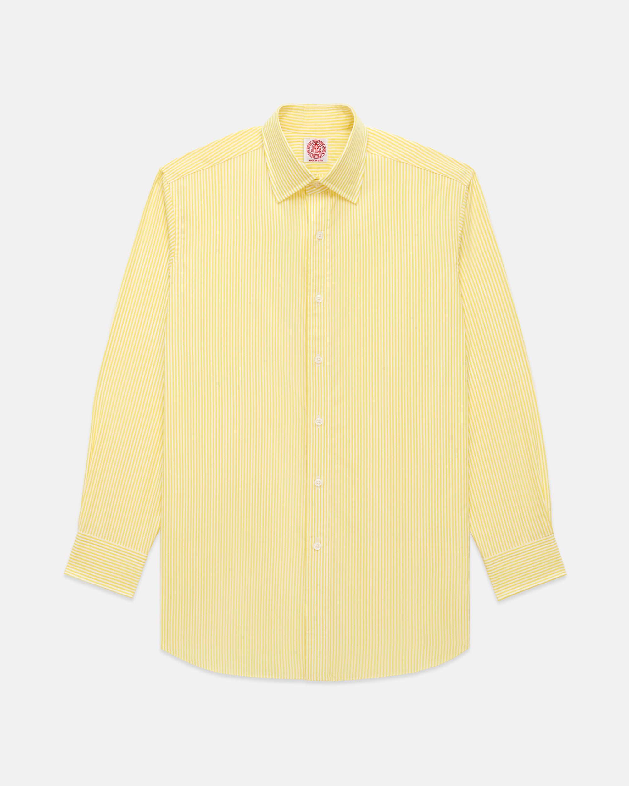 Made-in-USA Thomas Mason Yellow Bengal Stripe Spread Collar Dress Shirt - Classic Fit