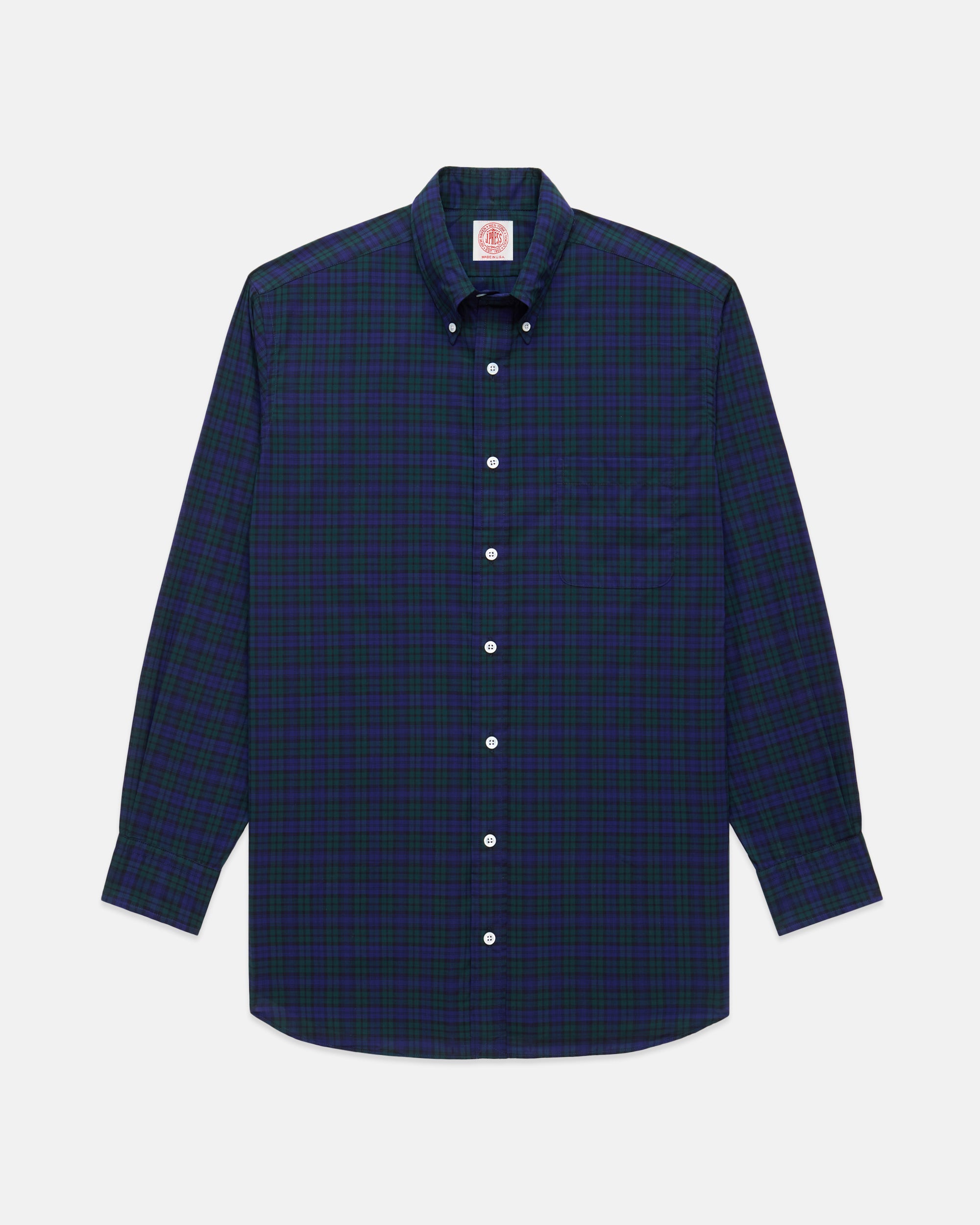 Made-in-USA Thomas Mason Blackwatch Tartan Broadcloth Sport Shirt - Classic Fit