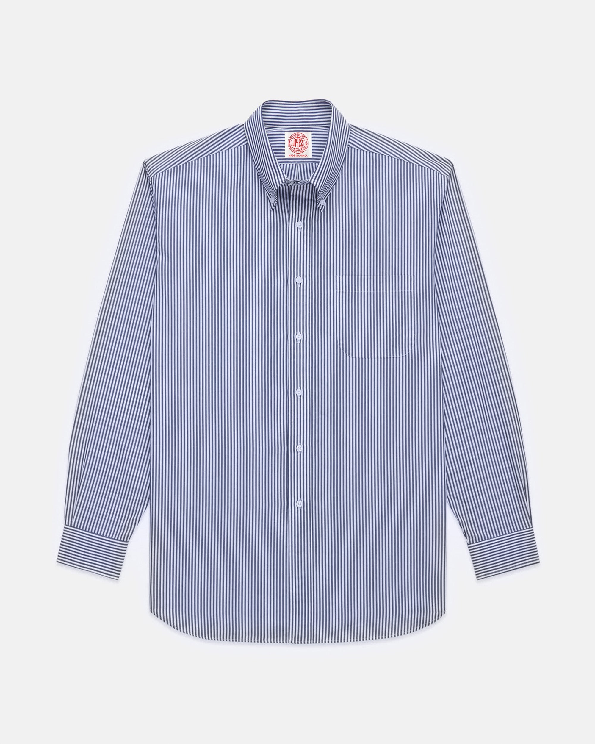 Made-in-Canada Navy Bengal Stripe Button Down Shirt - Classic Fit