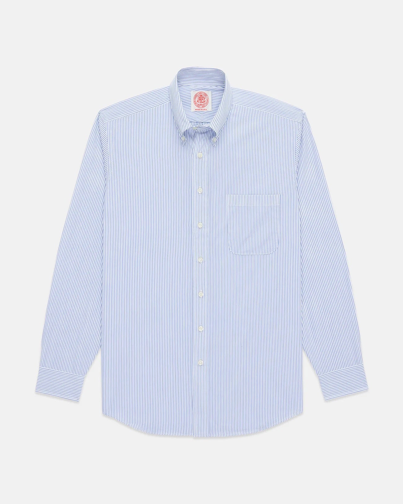 Made-in-USA Light Blue Pencil Stripe Button Down Shirt - Classic Fit