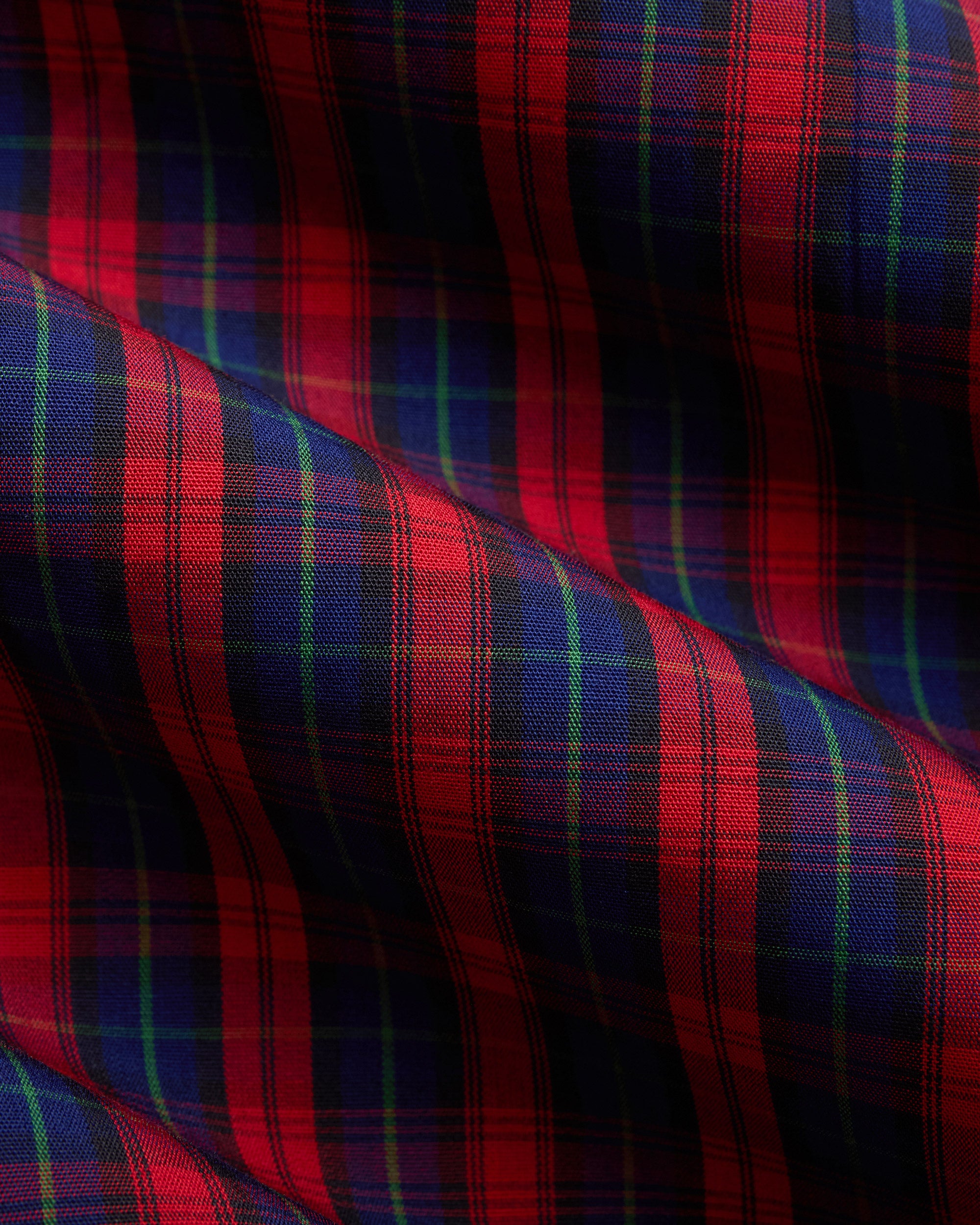 Made-in-USA Red & Navy Tartan Broadcloth Sport Shirt - Classic Fit