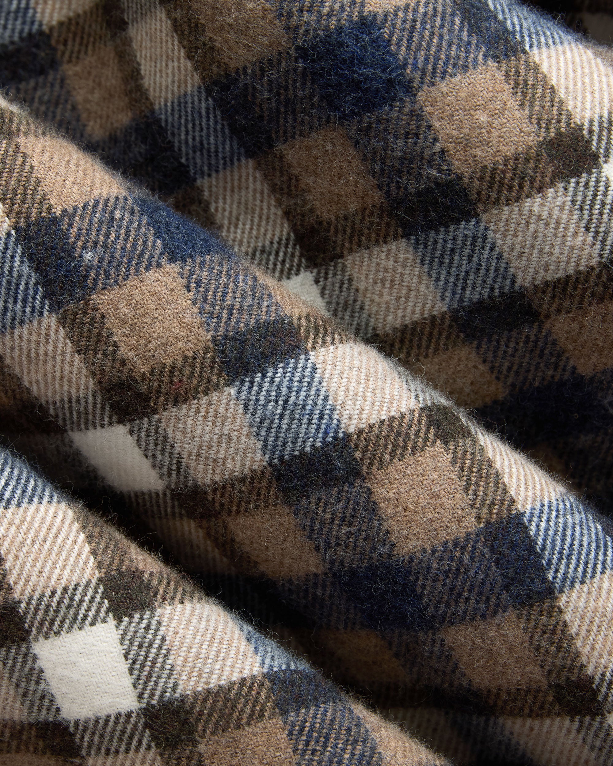 Brown & Navy Plaid Cotton Flannel Button Down Sport Shirt - Classic Fit