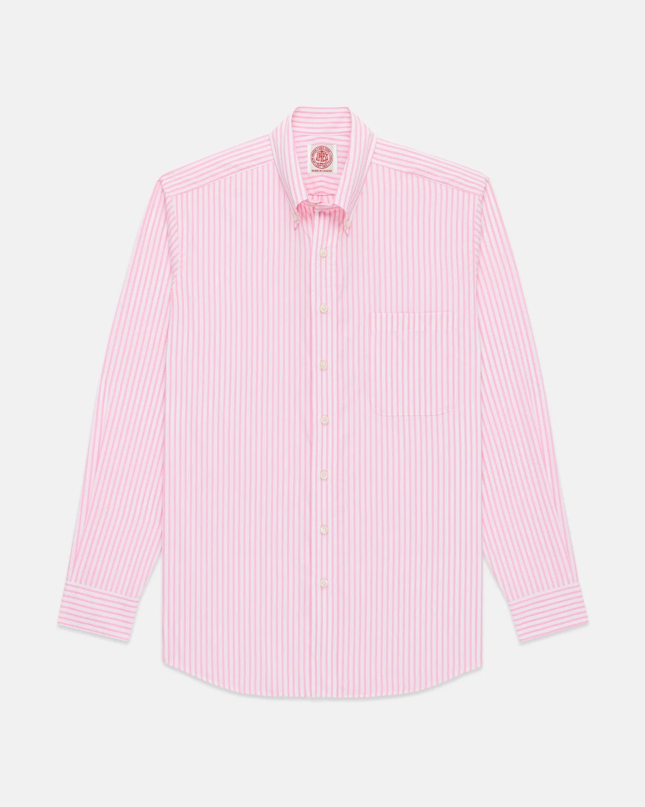 Made-in-Canada Pink Butcher Stripe Broadcloth Button Down Shirt - Classic Fit