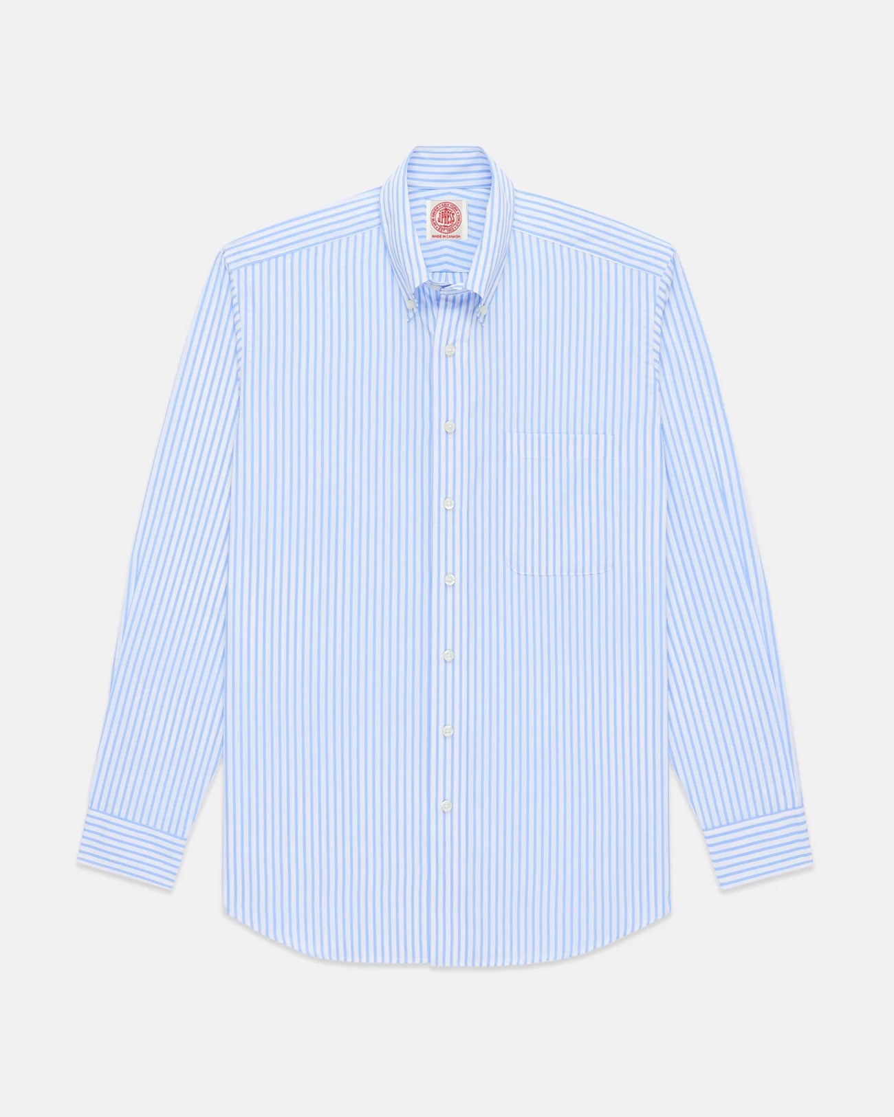 Made-in-Canada Light Blue Butcher Stripe Broadcloth Button Down Shirt - Classic Fit