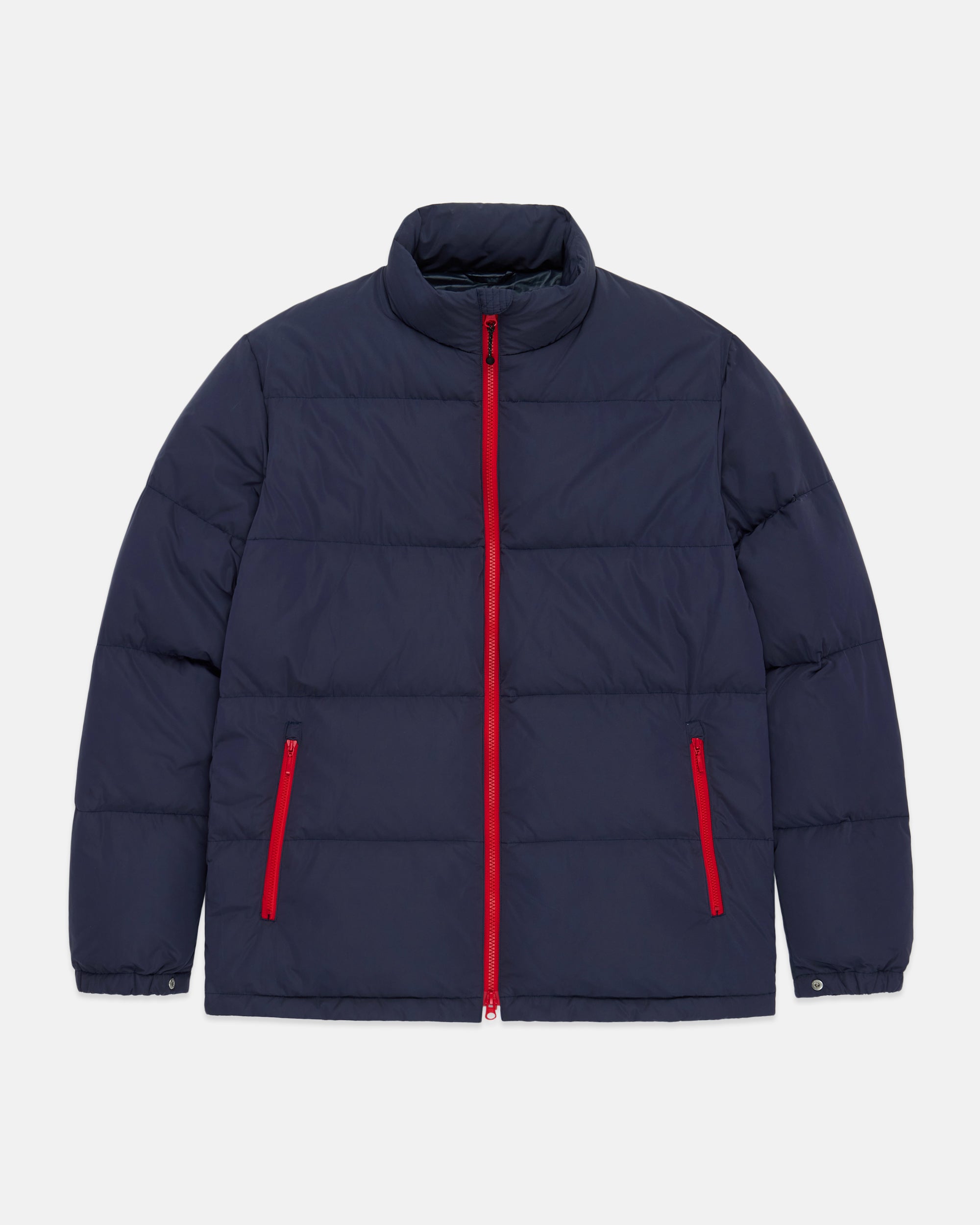 Navy Down Puffer Jacket - Trim Fit
