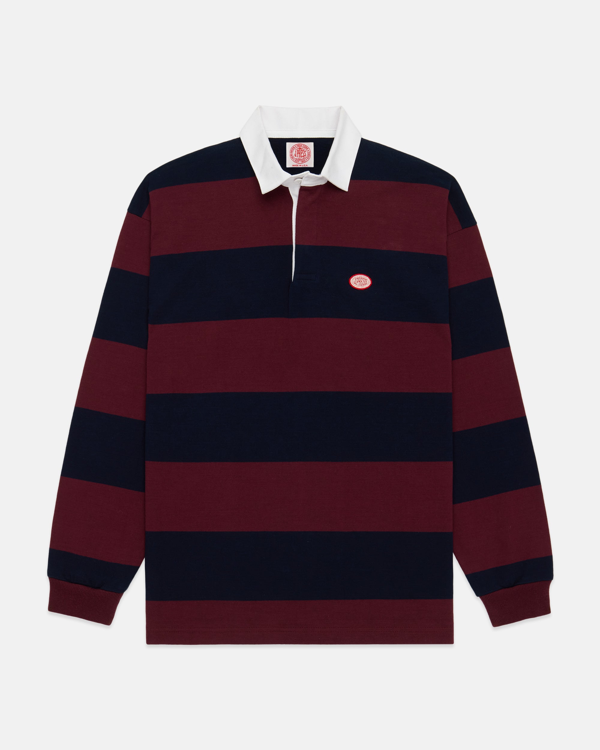Made-in-USA Burgundy Guard Stripe J. Press Seal Cotton Rugby