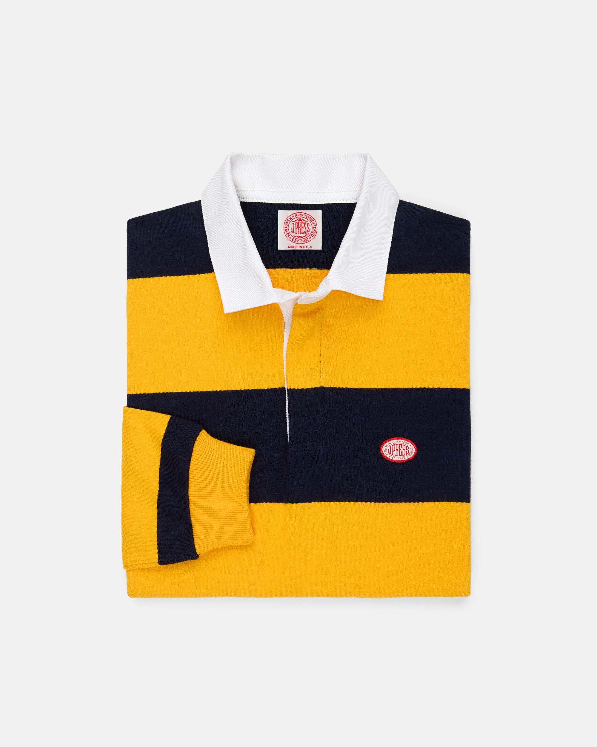 Made-in-USA Yellow Guard Stripe J. Press Seal Cotton Rugby