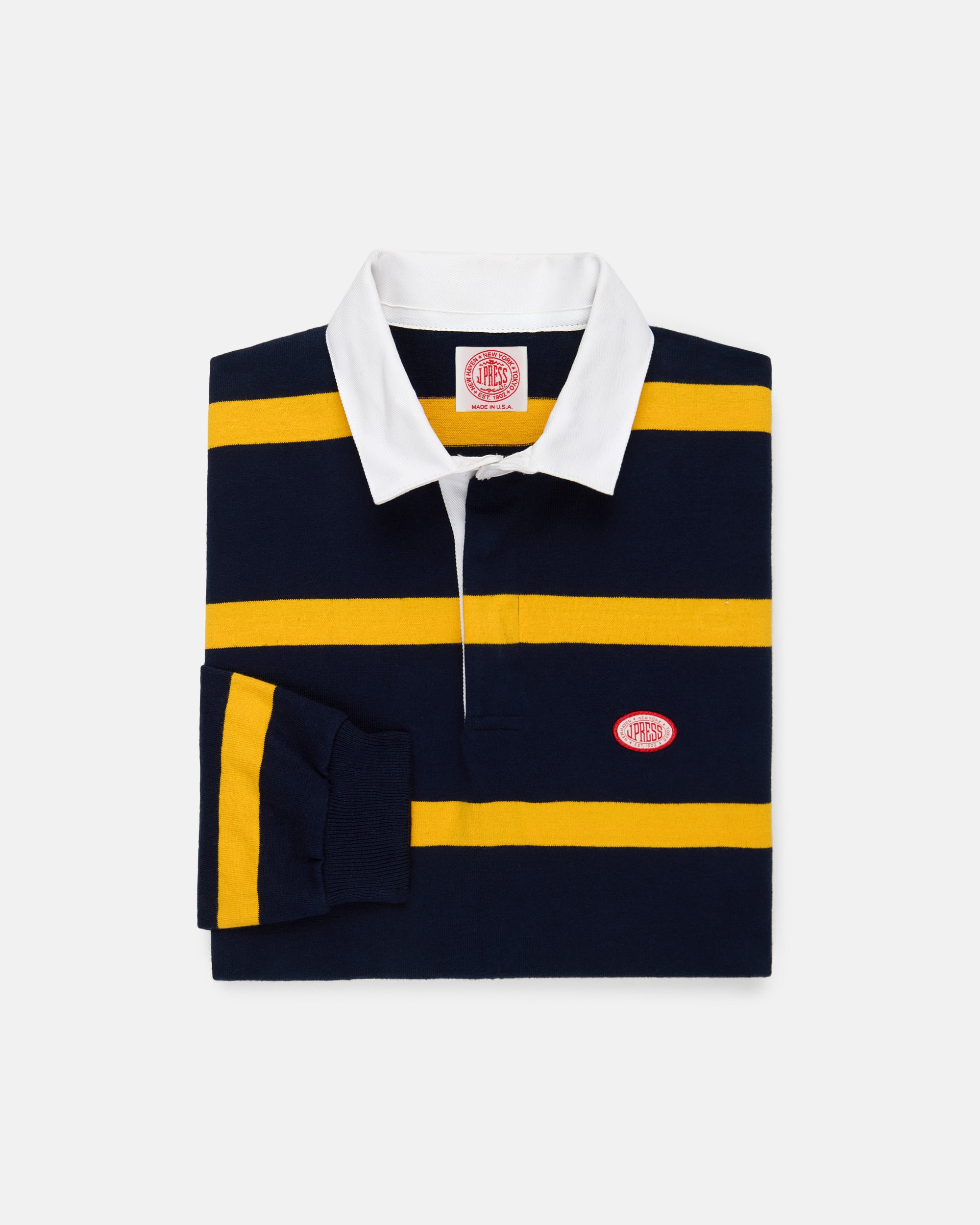 Made-in-USA Yellow Bar Stripe J. Press Seal Cotton Rugby
