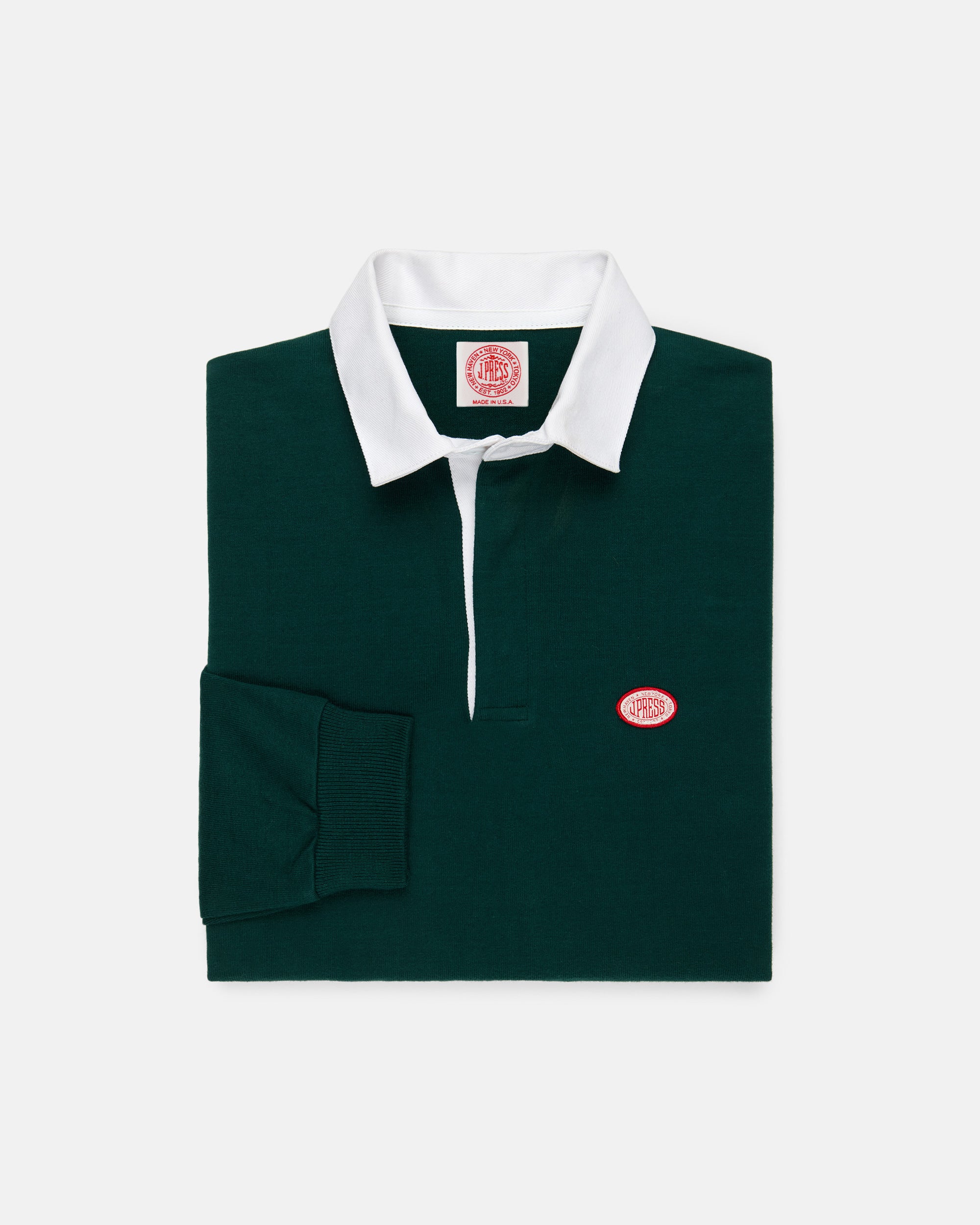 Made-in-USA Solid Hunter Green J. Press Seal Rugby Shirt