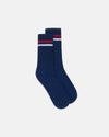 Made-in-USA Navy Ivy Stripe Cotton Crew Socks