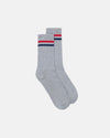 Made-in-USA Grey Ivy Stripe Cotton Crew Socks