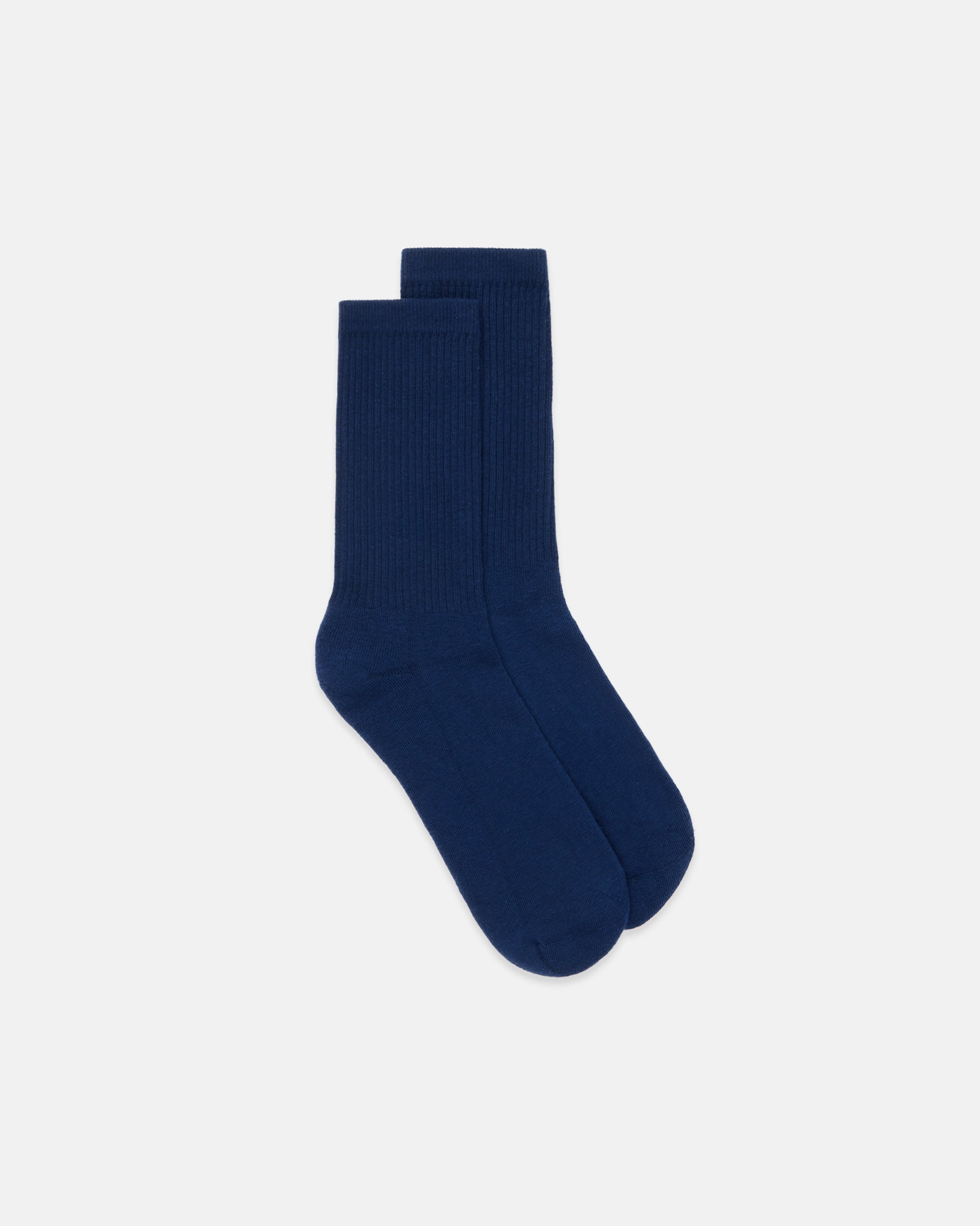 Made-in-USA Solid Navy Cotton Crew Socks