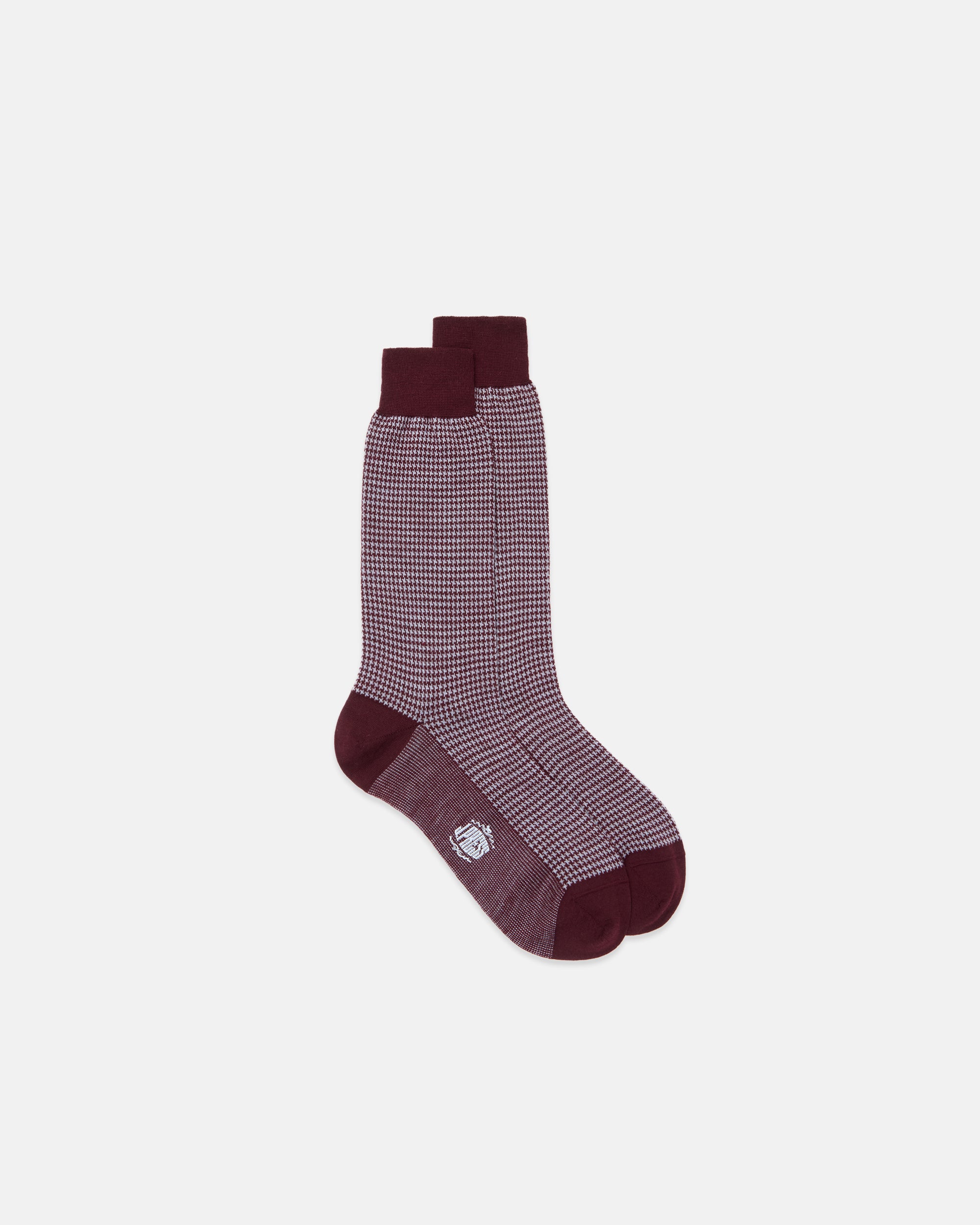Made-in-England Burgundy Houndscheck Wool Socks