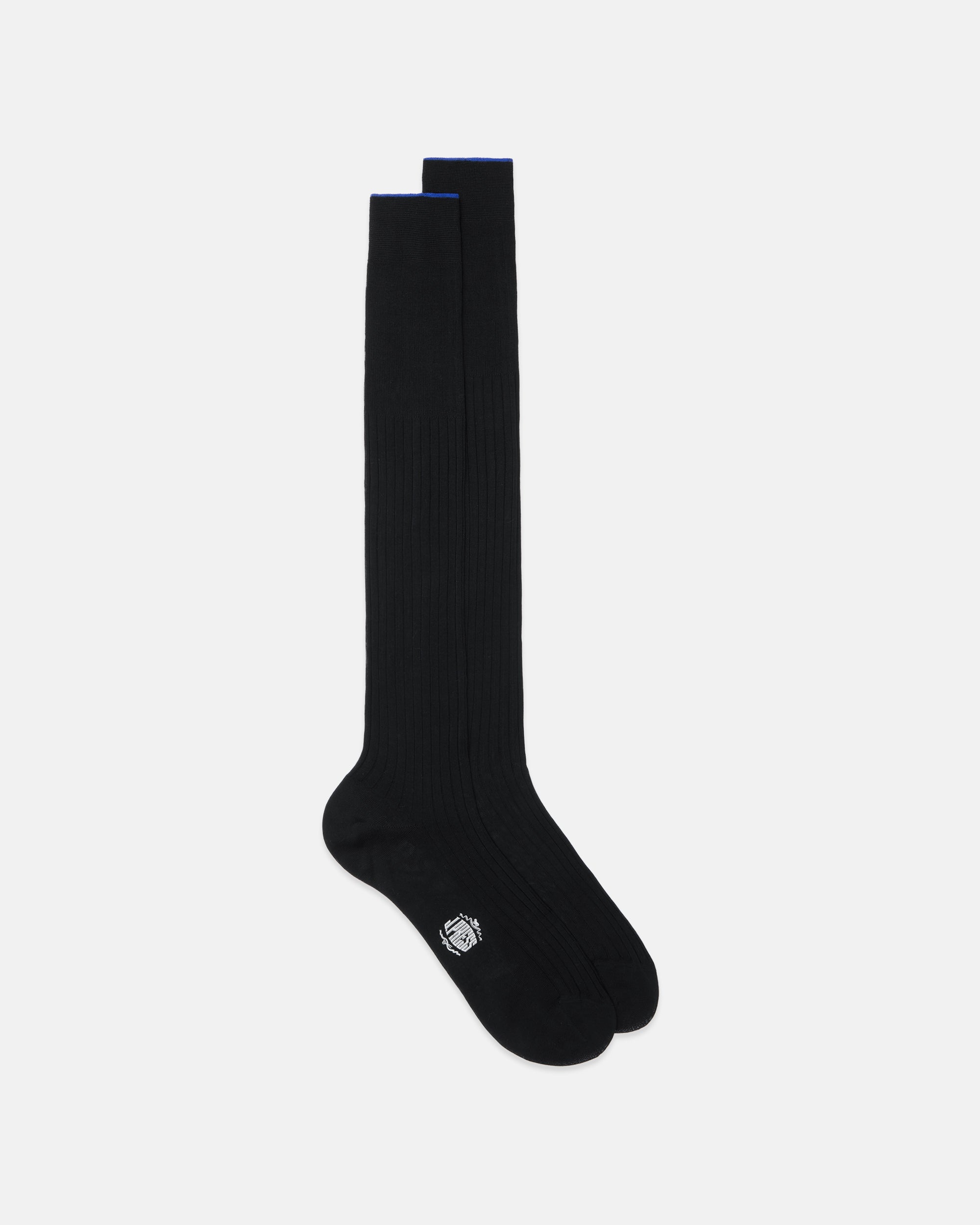 Made-in-Italy Black Over-the Calf Cotton Socks