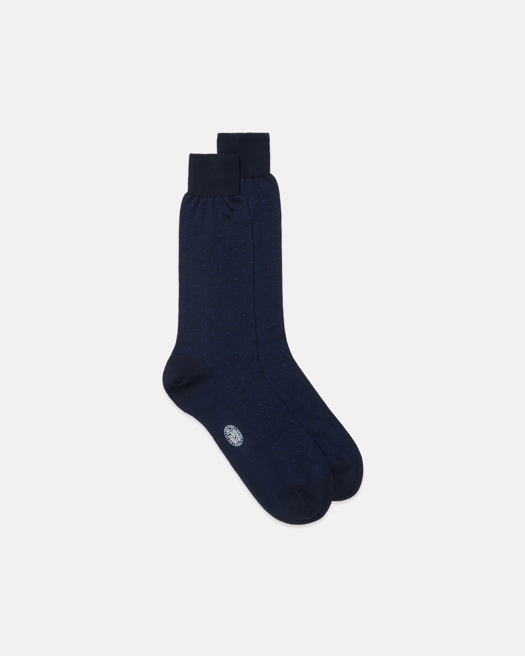 Made-in-Italy Navy Mini Polka-Dot Mid-calf Wool Sock