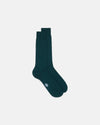 Made-in-Italy Solid Green Mid-calf Ribbed Wool Socks
