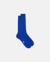 Made-in-Italy Solid Bright Blue Mid-calf Ribbed Wool Socks