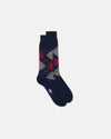 Made-in-Italy Navy & Burgundy Argyle Mid-calf Wool Socks