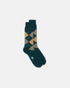 Made-in-Italy Argyle Green & Tan  Mid-calf Wool Socks
