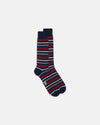 Made-in-Italy Navy & Burgundy Multi-Stripe Mid-calf Wool Sock