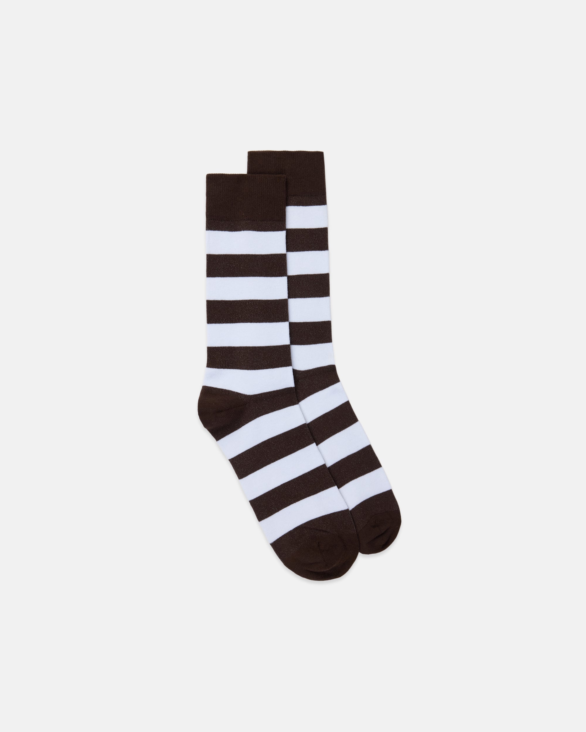 Brown & White Hoop Stripe Cotton Socks