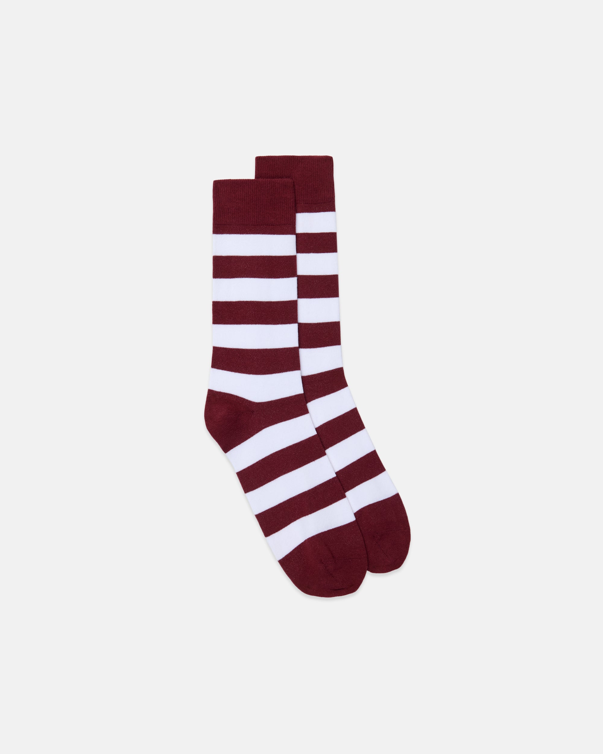 Burgundy & White Hoop Stripe Cotton Socks