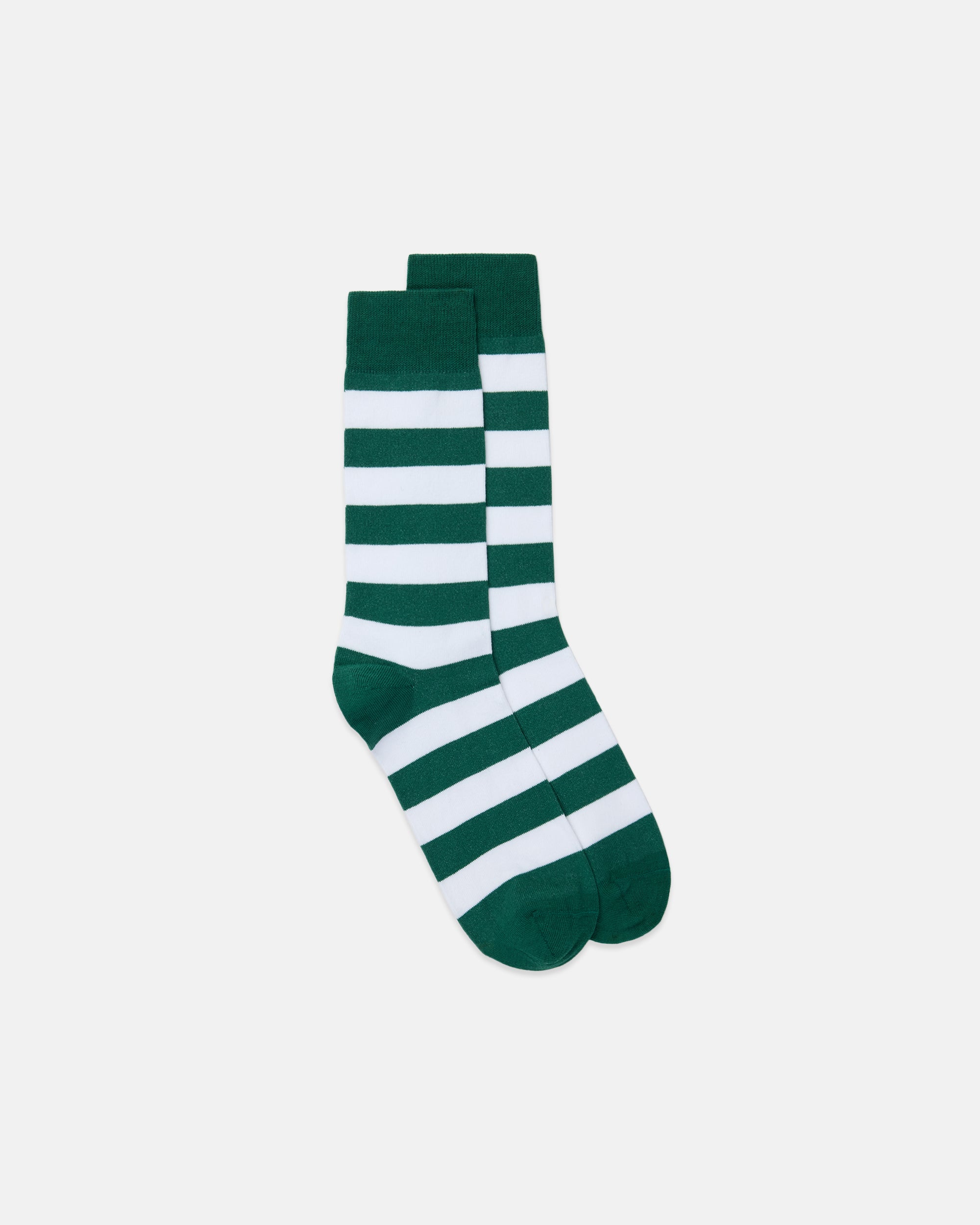 Green & White Hoop Stripe Cotton Socks