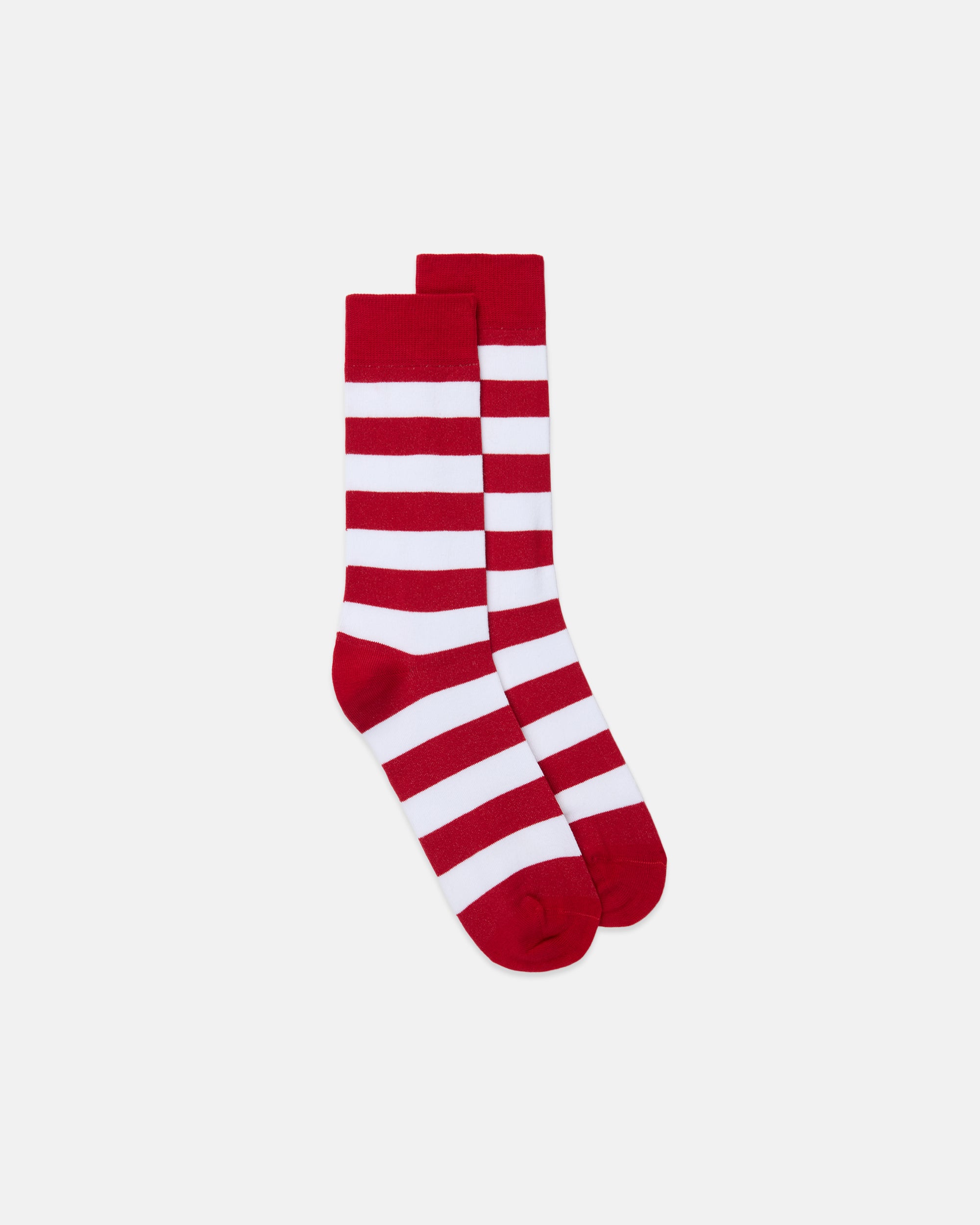 Red & White Hoop Stripe Cotton Socks