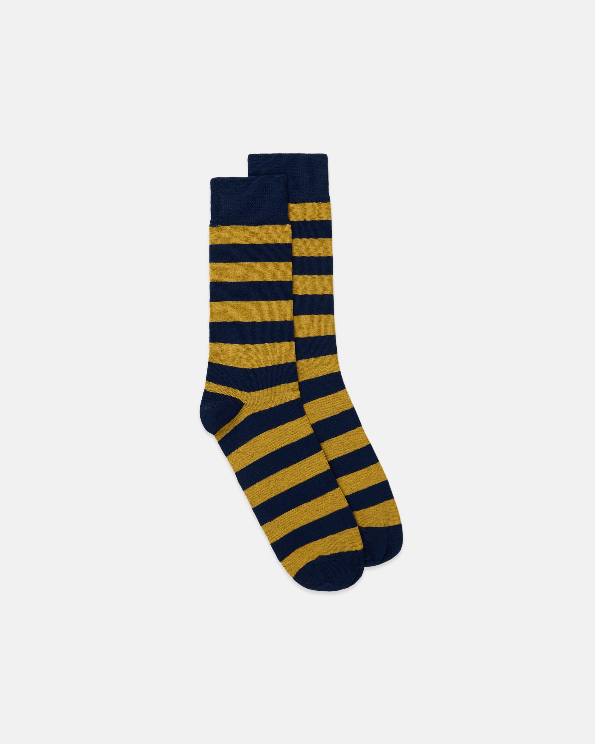 Navy & Yellow Hoop Stripe Cotton Socks