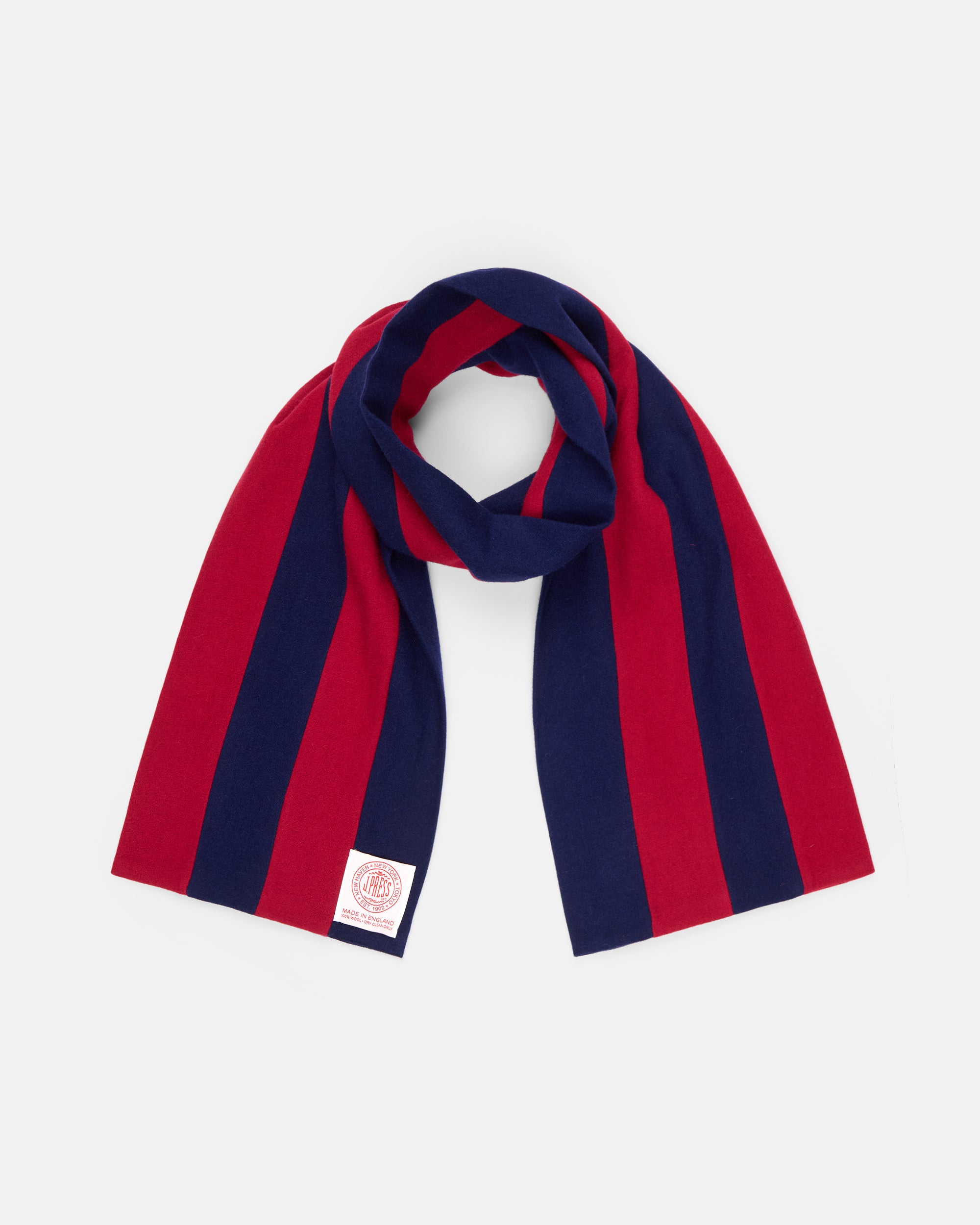 Made-in-England Navy & Red Wool Schoolboy Muffler
