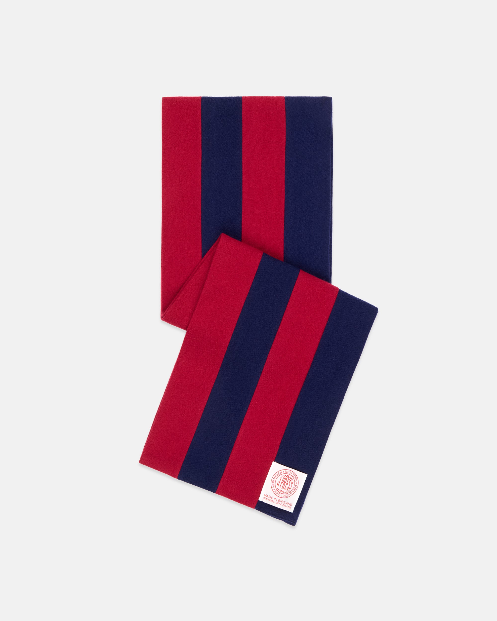 Made-in-England Navy & Red Wool Schoolboy Muffler