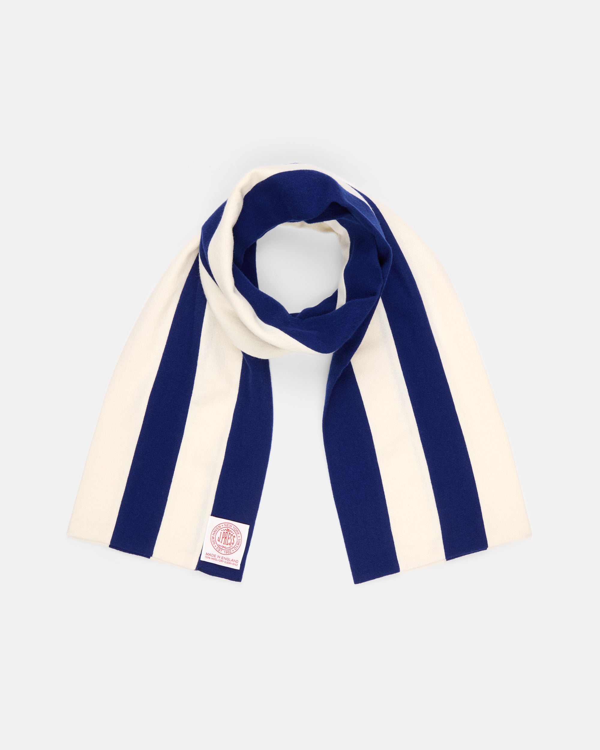 Made-in-England Navy & White Wool Schoolboy Muffler