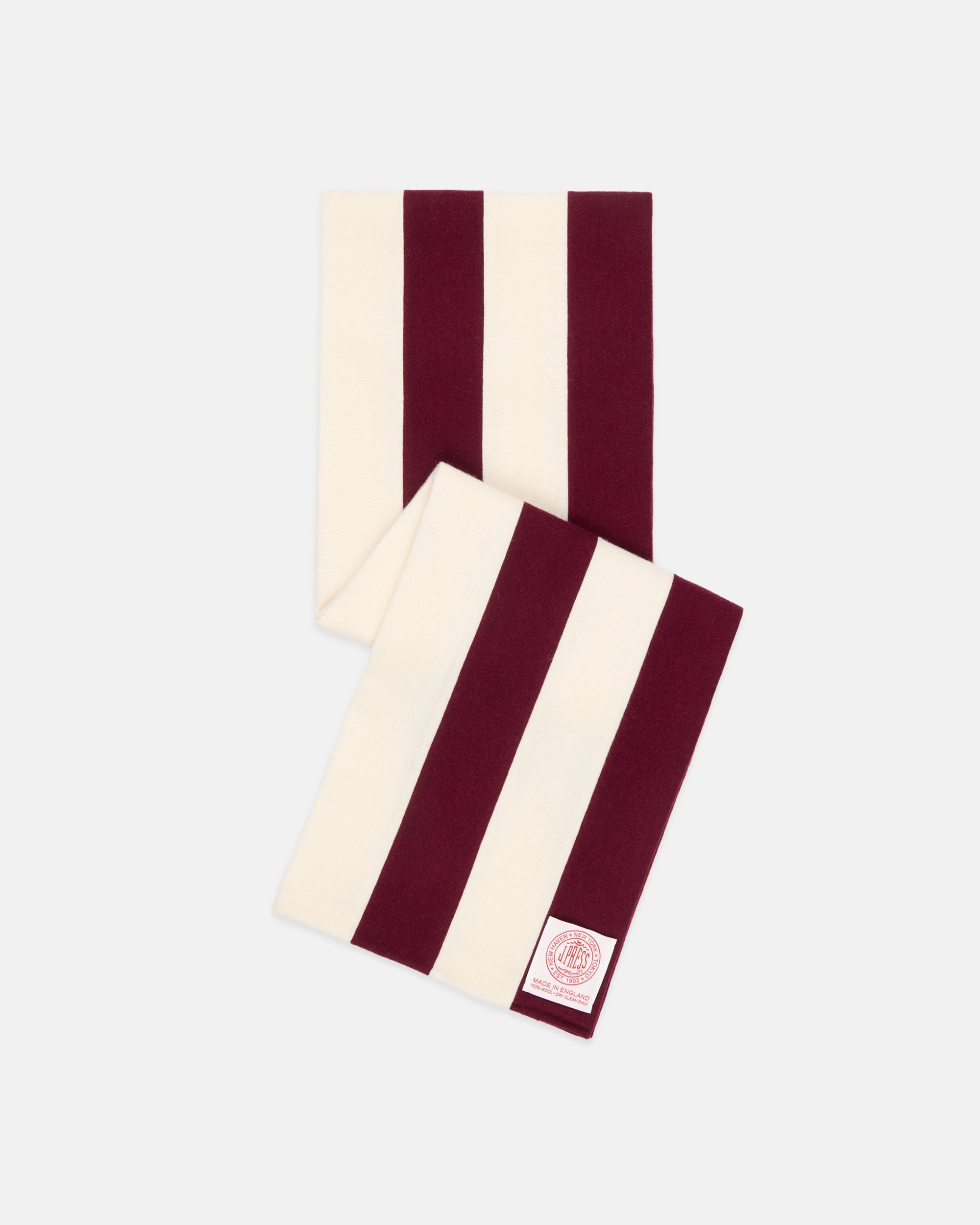 Made-in-England Burgundy & White Wool Schoolboy Muffler