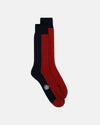 Made-in-Italy Red & Navy Vertical Stripe Cotton Socks