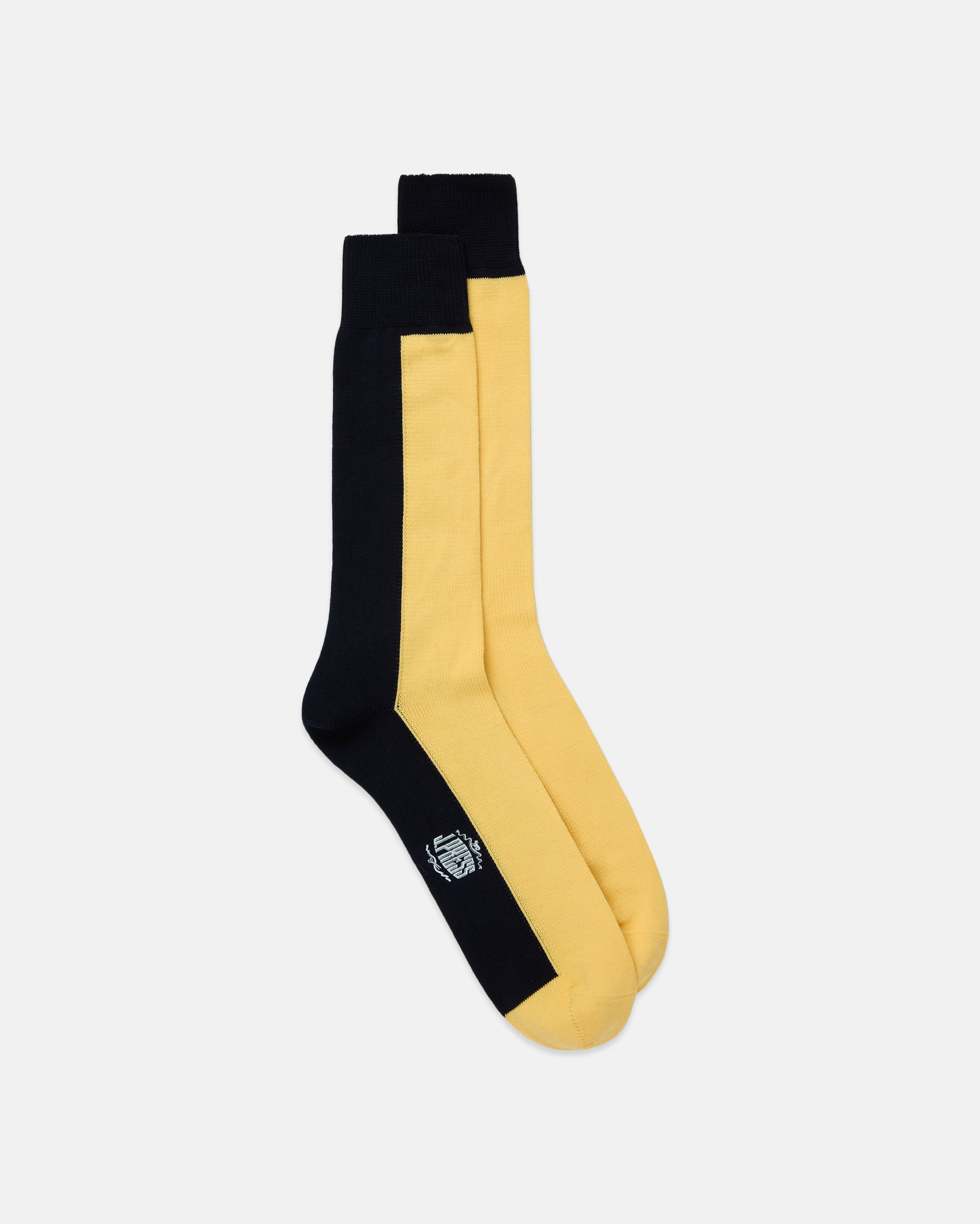 Made-in-Italy Yellow & Navy Vertical Stripe Cotton Socks